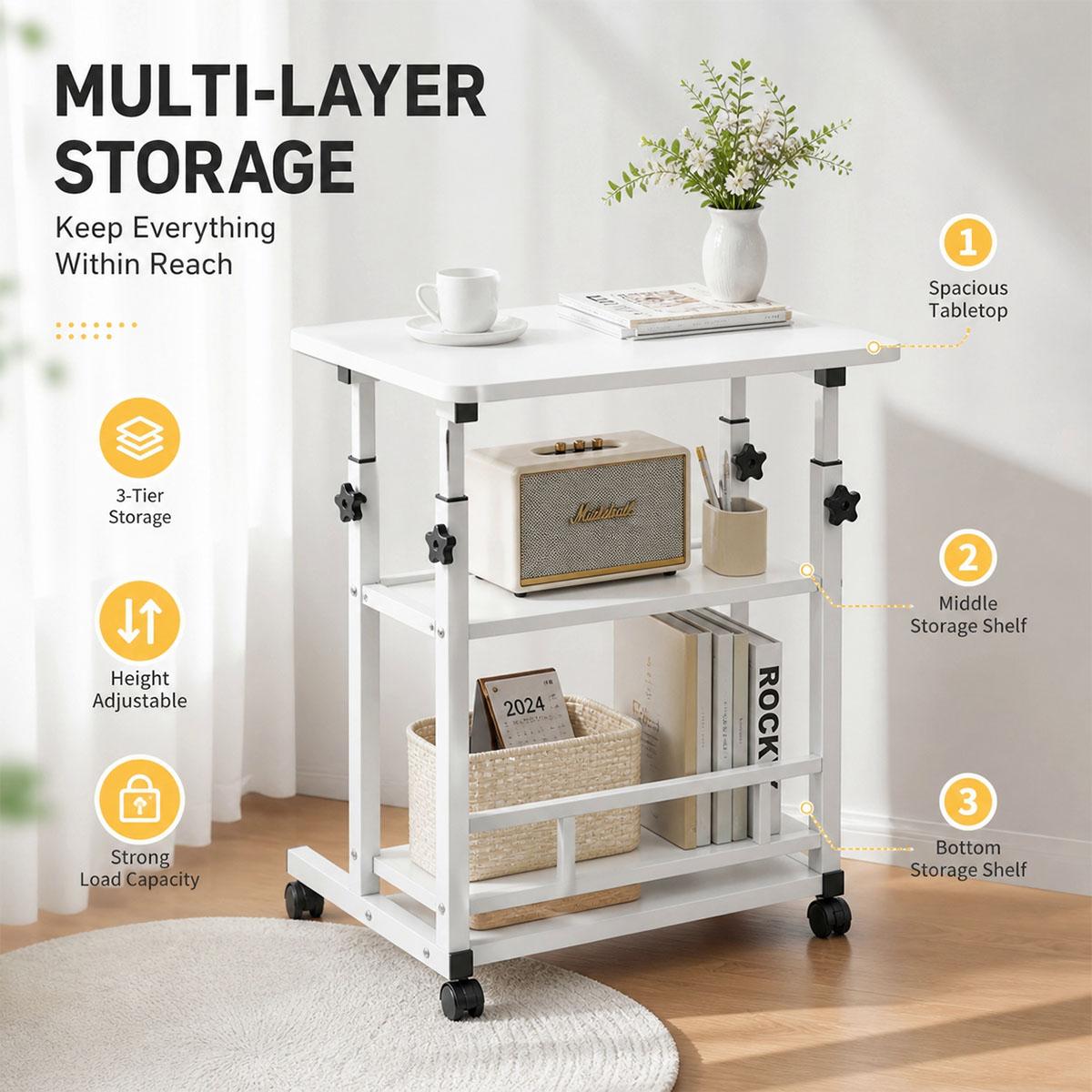 3단 높이 조절식 이동식 카트, 견고한 금속 소재, 잠 - Kitchen Baking Cart 리뷰 및 가격